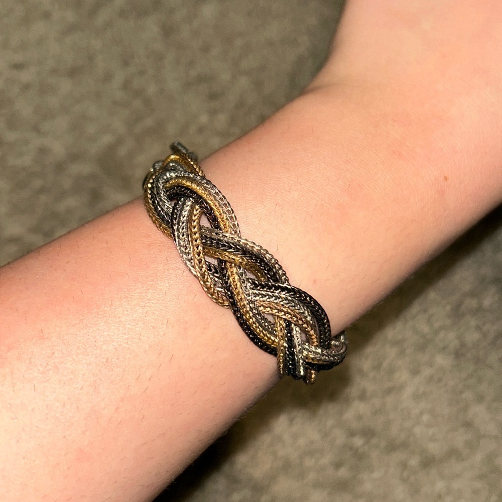 Black silver and gold beaded bracelet